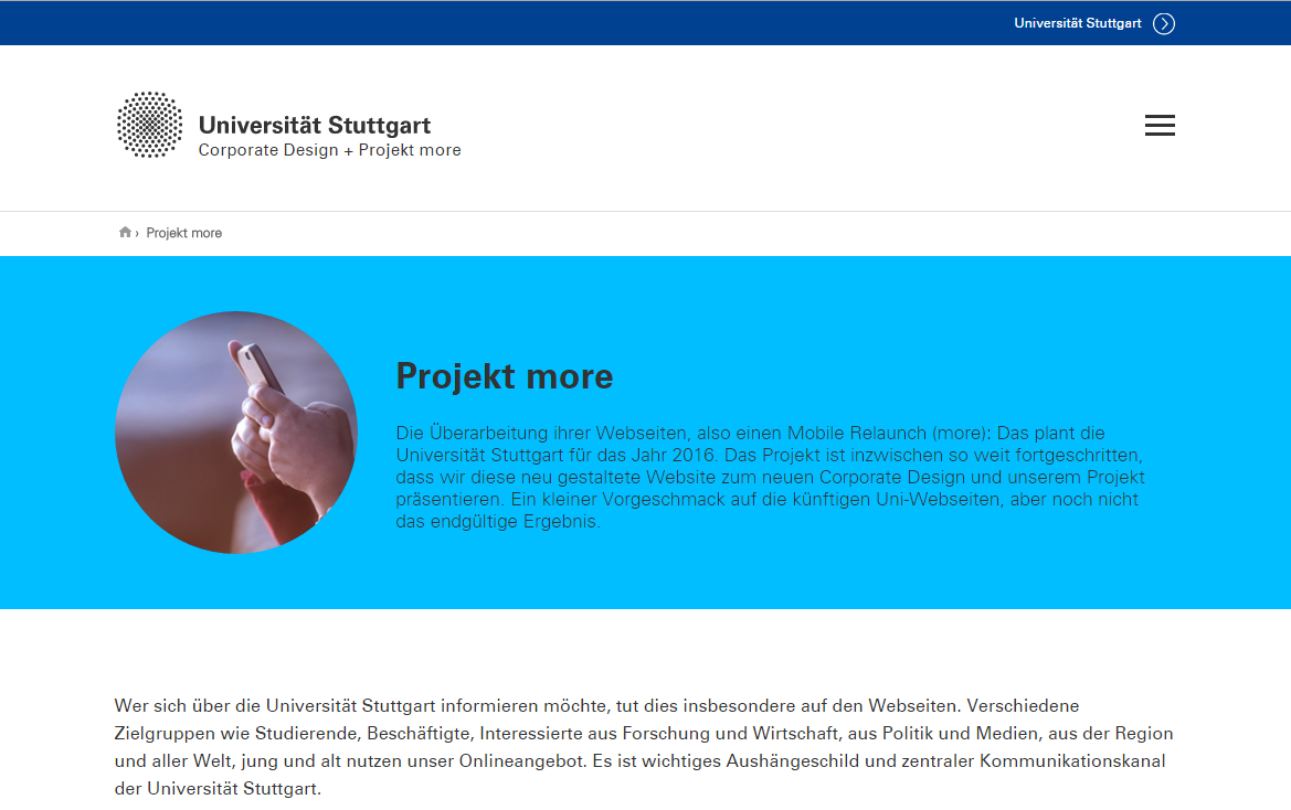 Screenshot Test-Website im neuen Webdesign